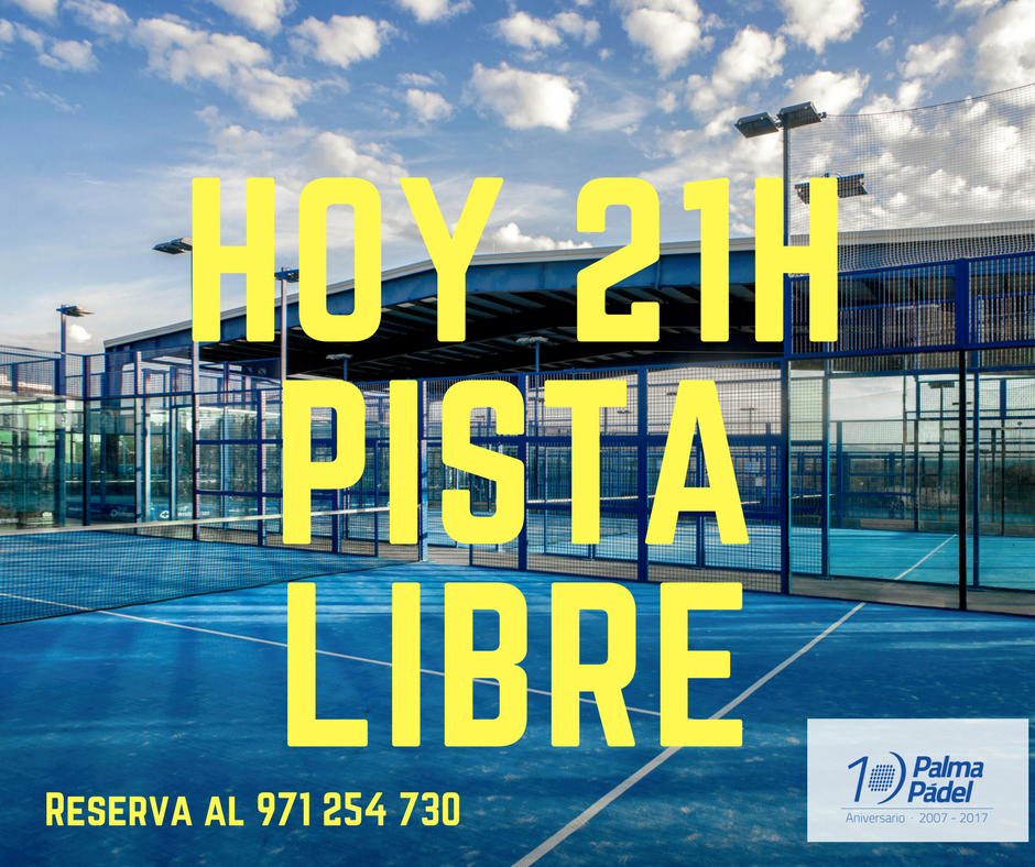PalmaPadel's tweet photo. Tal vez hoy es tu día de suerte... ¡tenemos pista libre a las 21h! Llámanos y resérvala ya al 971 254 730. Somos tu pádel, somos #PalmaPadel https://t.co/I0G8ibRl5F