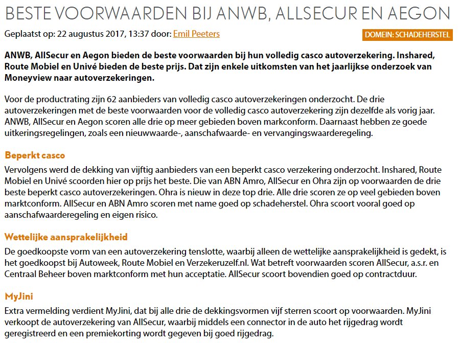 Onderzoek Moneyview: 5 sterren op voorwaarden voor de myJINI autoverzekering van Allsecur bij *alle* dekkingsvormen! Daar zijn we trots op!