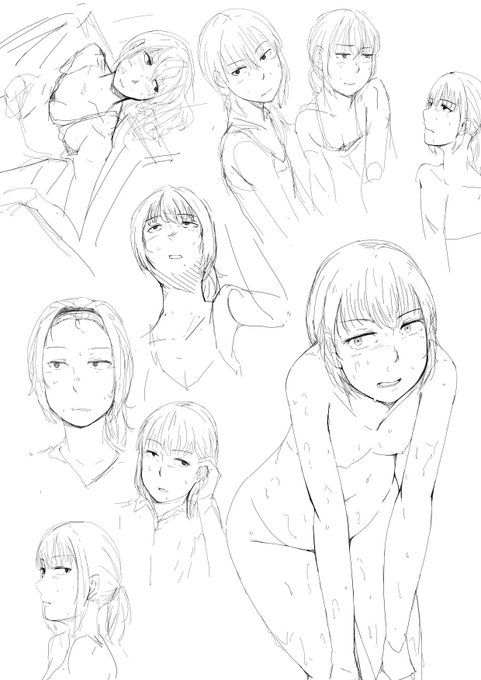 絵のれんしゅう。一部ポーズ模写ったりなんか参考にしてたり 