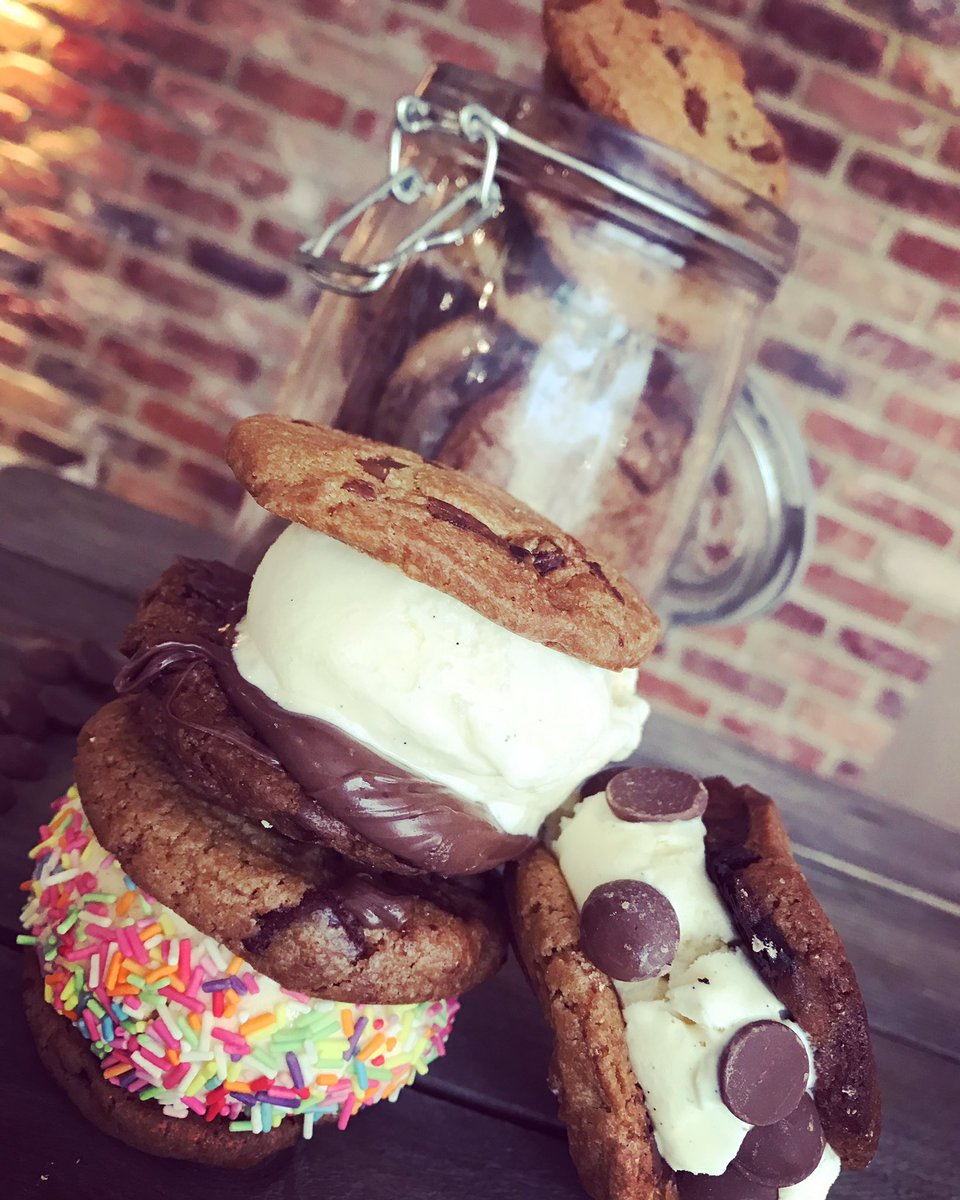 Vanilla ice-cream &amp; nutella sandwiched between our fresh home baked cookies #sunsback #icecreamsback #yummmm 🍪🍦🍪