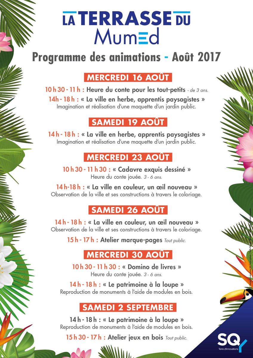 sqy's tweet photo. Les terrasses du #Mumed sont ouvertes jusqu'au 2 septembre, devant la Médiathèque du Canal à #Montigny78. Demandez le programme ! https://t.co/d88JluogJ6