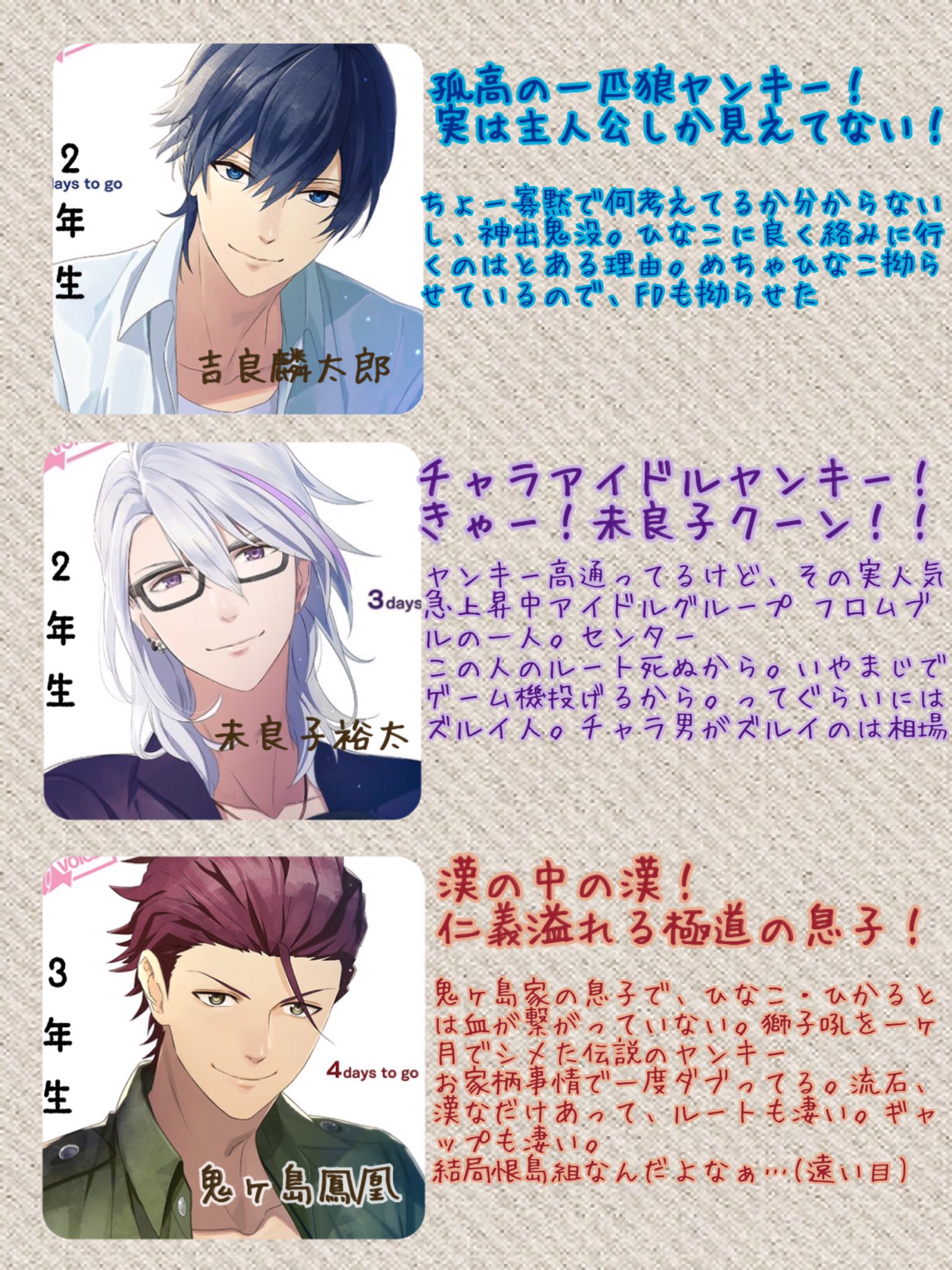 O Xrhsths 春月 Sto Twitter 喧嘩番長乙女の布教 というかほぼキャラ語り 贔屓がちょい入ってますが 悪しからず ちなみに オススメ攻略順ではありませんが 無印は鳳凰さんを最後に Fdは斗々丸を最後にすると良いのかもしれません 個人談 T Co