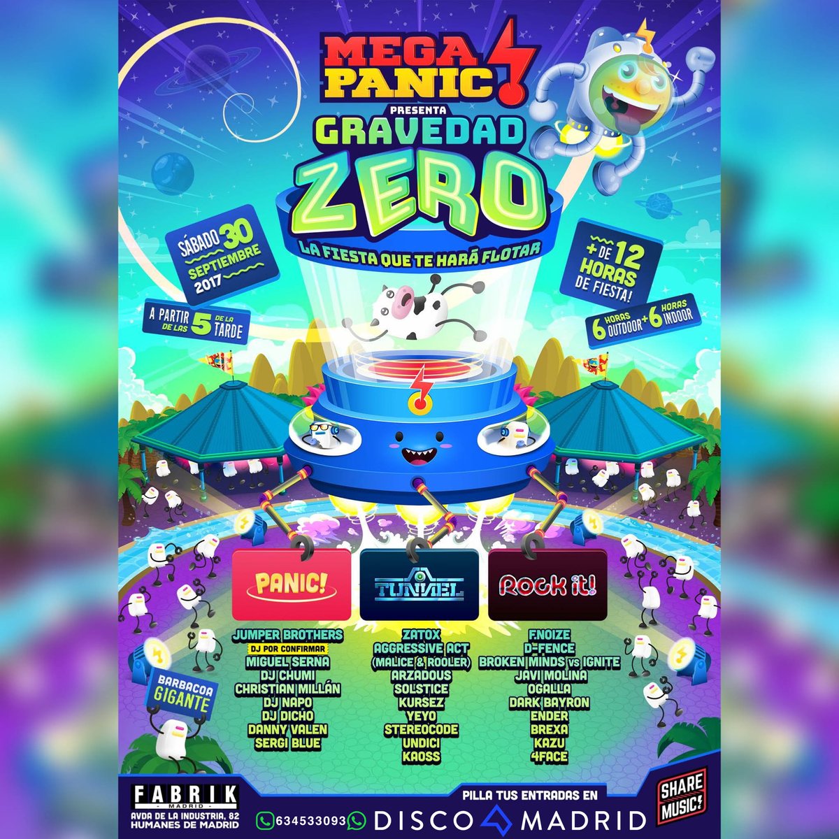 Discomadrid's tweet photo. Acaba septiembre por todo lo alto con la fiesta #MEGAPANIC Gravedad Zero en FABRIK. Entradas y reservas: https://t.co/u5zlhpTa9P https://t.co/CTp9RmNCgl