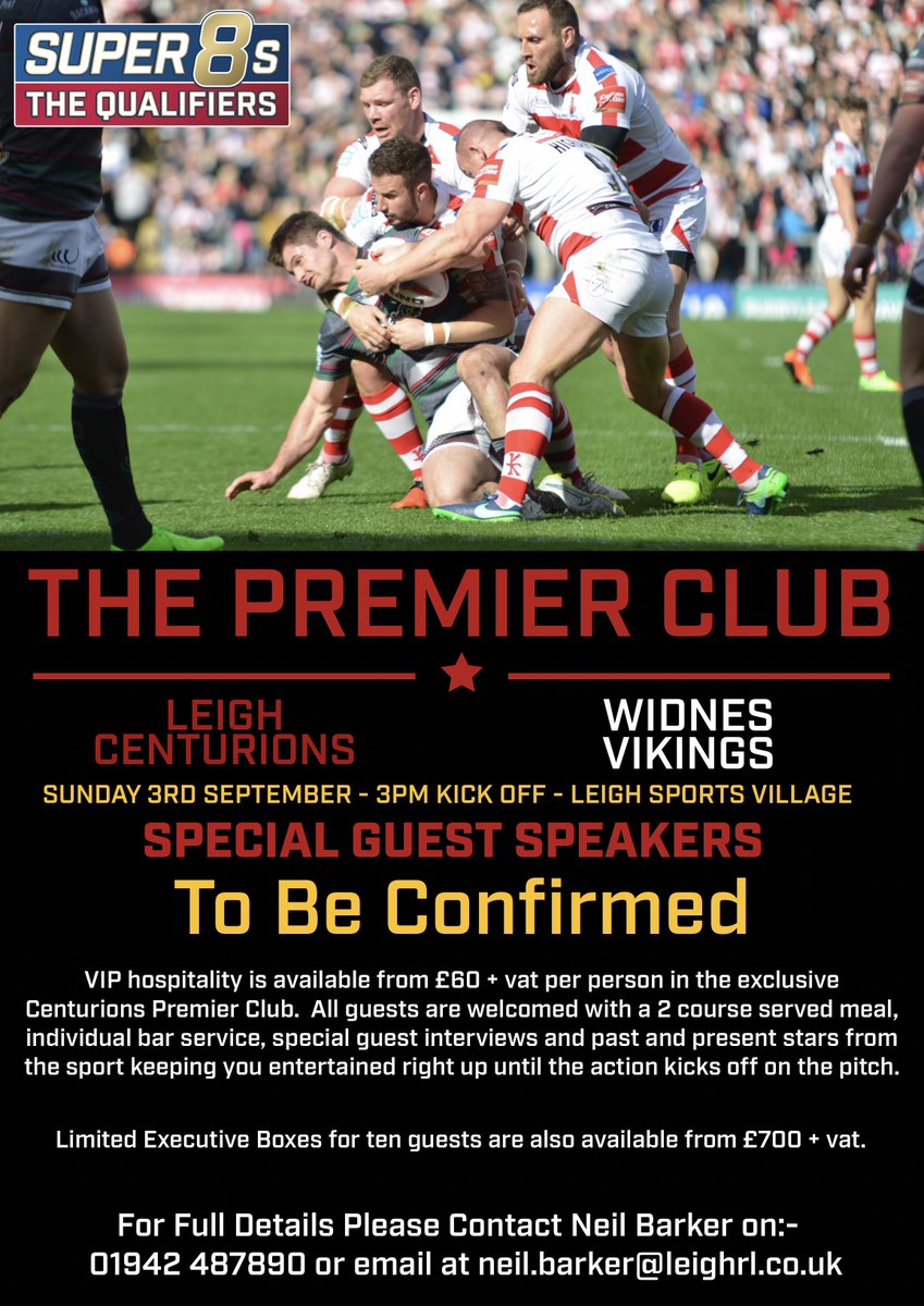 LeighLeopardsRL's tweet photo. Want to watch our #Super8Qualifiers game against @WidnesRL in comfort and style? You can by joining us in The Premier Club. https://t.co/Q10WX0FVvu