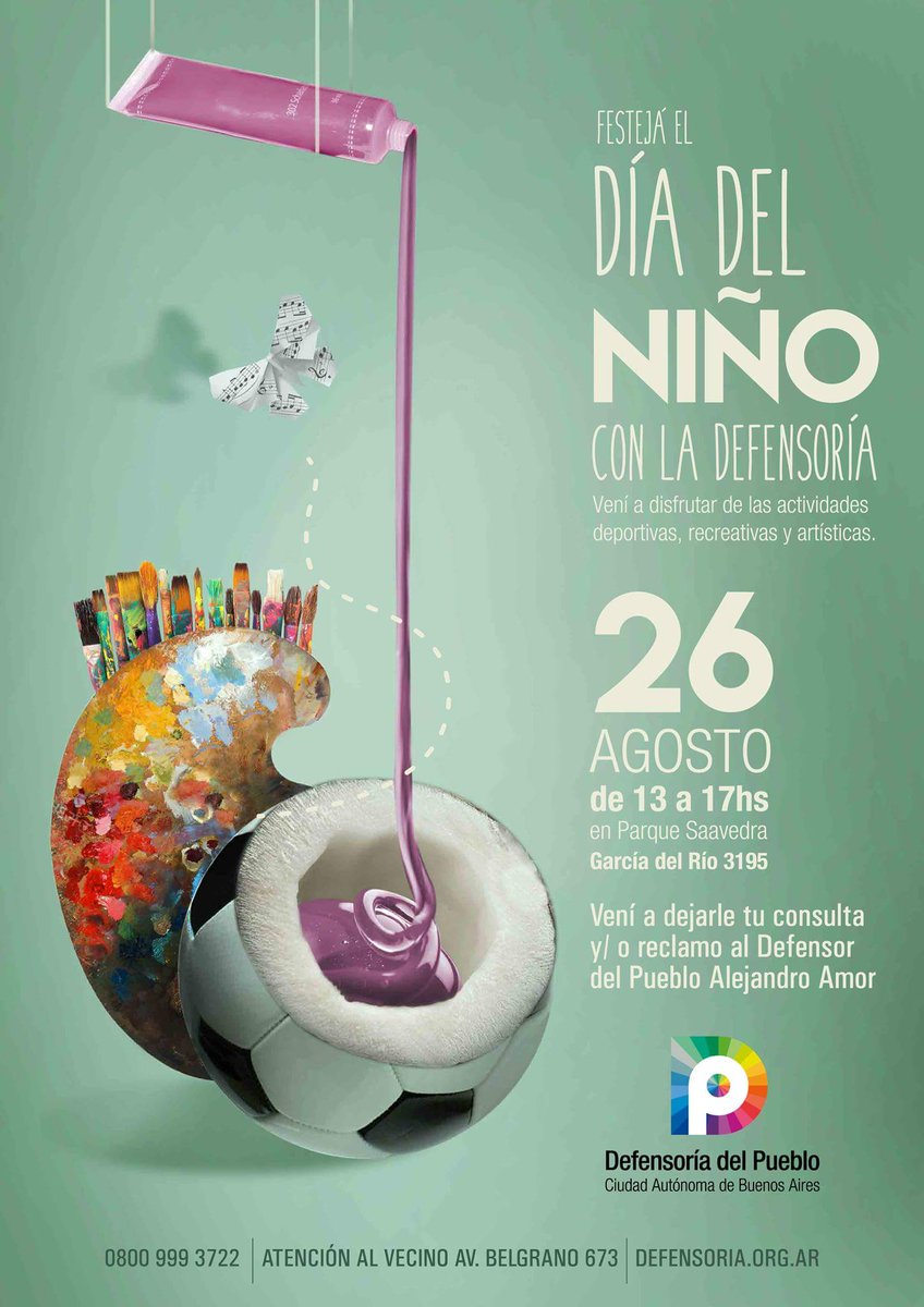 El próximo sábado 26 de agosto de 13 a 17 te esperamos en el Parque Saavedra para continuar celebrando juntos el #DíaDelNiño.