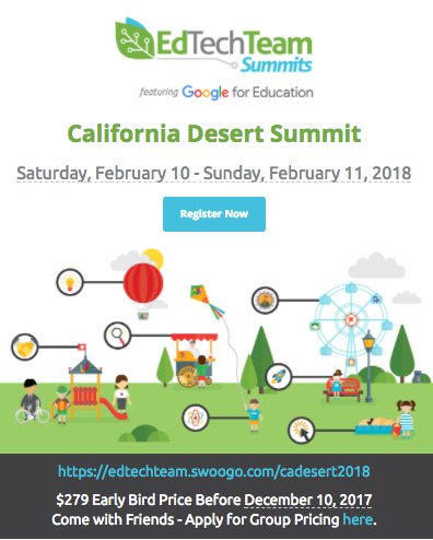 edtechteam's tweet photo. @DesertSandsUSD Looking forward to FEB. learning w/ CA educator community in Indio! https://t.co/NAJ7WQcFMX #edtechteam #edcampps https://t.co/QdRgnoOUfc