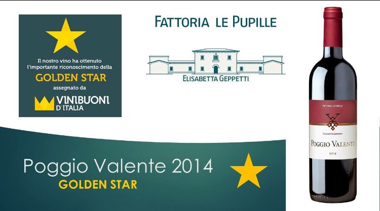 Ringraziamo tutta la commissione di #vinibuoniditalia per la  Golden Star 🌟 #poggiovalente2014 #flp #fattorialepupille