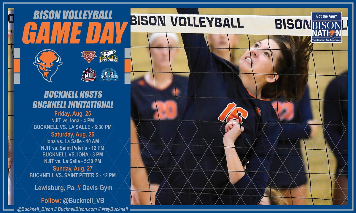 Bucknell_Bison's tweet image. .@Bucknell_VB hosts the Bucknell Invitational to kick off 2017. The tournament opens Friday in Davis Gym! #rayBucknell