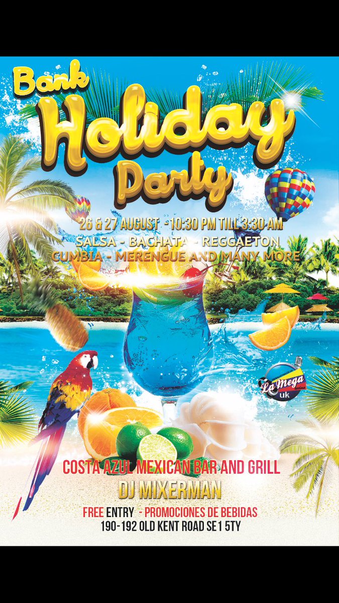 LAMEGALATINAHD's tweet photo. BANK HOLIDAY PARTY
FIN DE SEMANA CRAZY RUMBA TOTAL SATURDAY &amp; SUNDAY 10:30PM TILL 3:30AM
#DJMIXERMAN #SONANDO
#NOFALTESMIGENTE
💃🙌🎧🍷🥃🍾🍾🎤🎤🎧🎼🎛 https://t.co/Gfz1pQqeF8