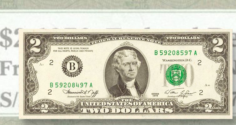 MeridianCoin's tweet photo. "Look closely at this Series 1976 $2 note (do you see anything wrong?)" via @CoinWorld https://t.co/zfDarTjdZs #MeridianCoin https://t.co/r2V88yC1hO