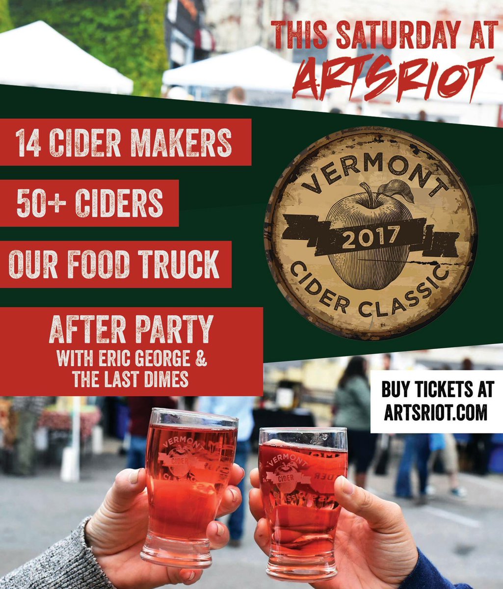 Just 3 days until Cider Classic 2017 at <a href="/ArtsRiot/">ArtsRiot</a>! See you there! #vtciderclassic #pickcider 🍎