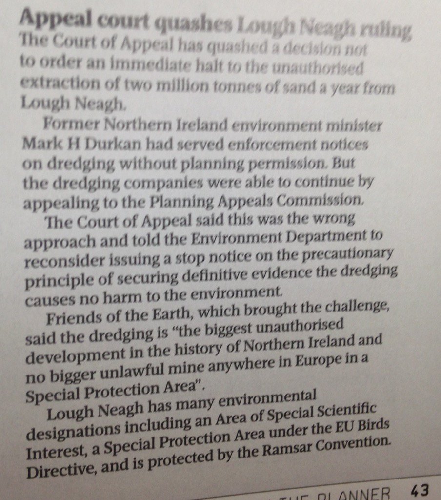 planitpres's tweet photo. The Court of Appeal decision in respect of sand extraction proposal at Lough Neagh. https://t.co/sJ03pbLCH5
