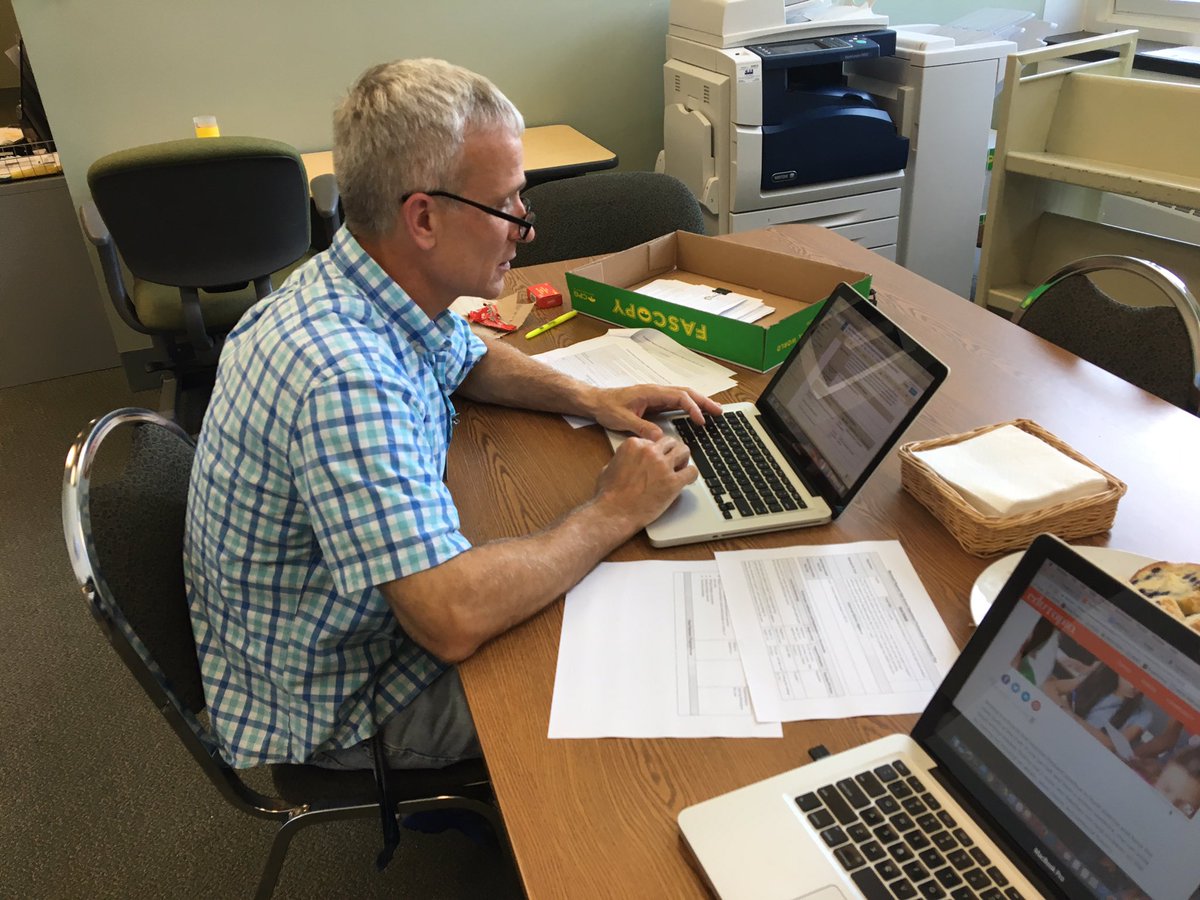 Math dept. head Brewer hard at work on his portion of the SIMP. A dedicated employee!