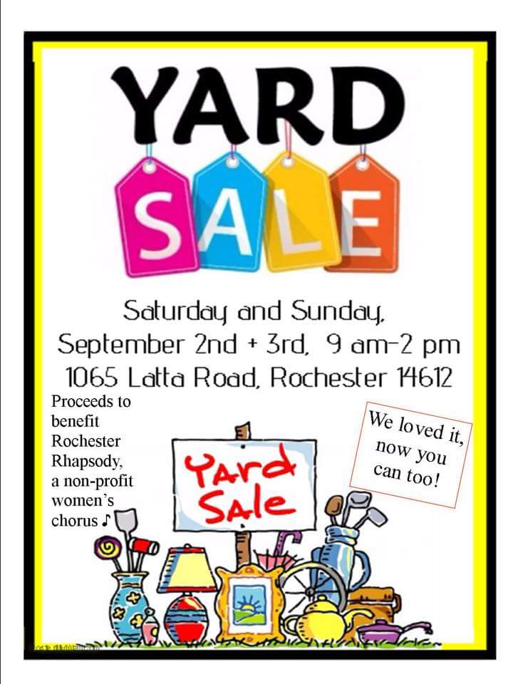 Stop by our Yard Sale on Sep 2nd and 3rd! Come buy some things and tell your friends while you're at it.