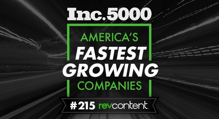 TheRealWaltDub's tweet photo. Extremely humbled to share @Revcontent is #215 on the Inc. Magazine 5000 with over 2,000% growth and #7 overall revenue for 2016! https://t.co/aPK0cAlLyF