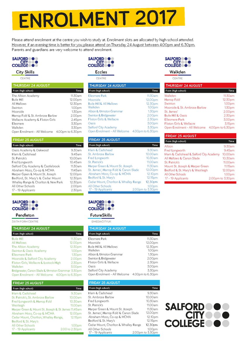 Enrolment is now on for School Leavers! Find out all you need to know here: salfordcc.ac.uk/events/1117/