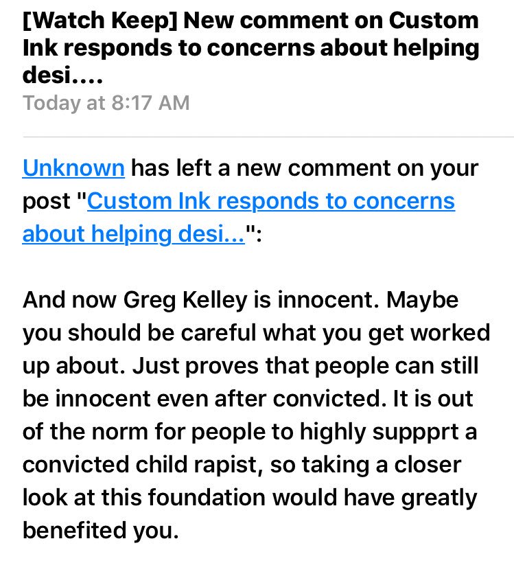 watchkeep's tweet photo. 👋 Unknown, I looked closely. #grkfoundation is a cult that attacks child rape victims to free a child sex predator. #cultforgk #GregKelley https://t.co/u2Vxng4D1K