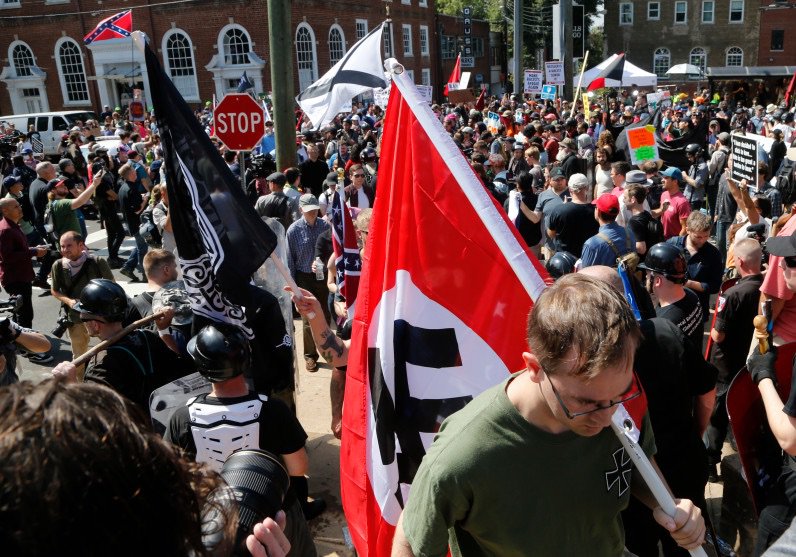 MotherJones's tweet photo. Trump is fueling a rising terror threat from white supremacists and neo-Nazis https://t.co/oklL4SKahq https://t.co/bRwcaEIZuE