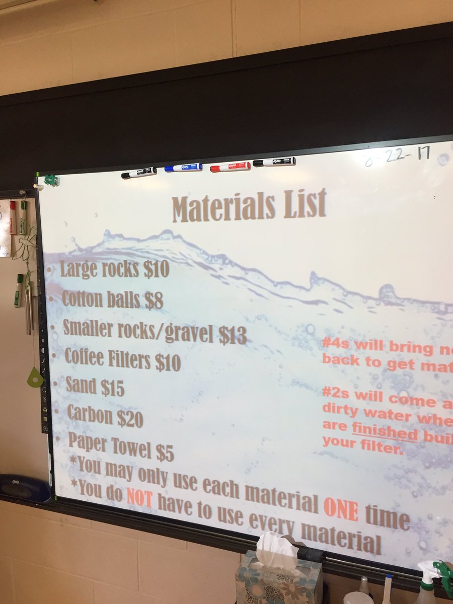 superinfifth's tweet photo. Water filters in @MrsK_STEAMLab Love the incorporation of cost per item! https://t.co/Yaok1Qlt0V