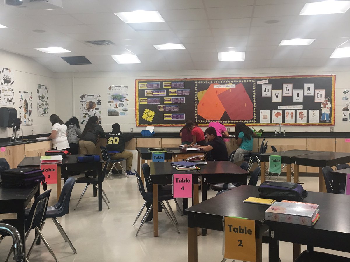 Ms_Sieja's tweet photo. It's #labsafetyday in Ms. De La Vega's class!  #staysafe #sciencestations @GGM_SOARS https://t.co/HJ6fKlMd3r