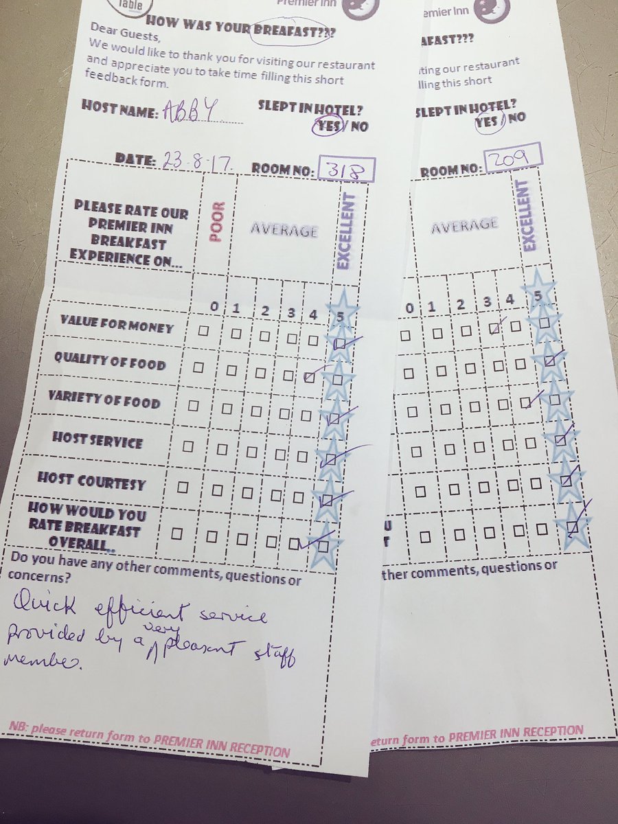 First morning trying out new breakfast feedback slips. We love to know what you think 😀 💭#alwaysimprove @PIWolvesCC #bettertogether