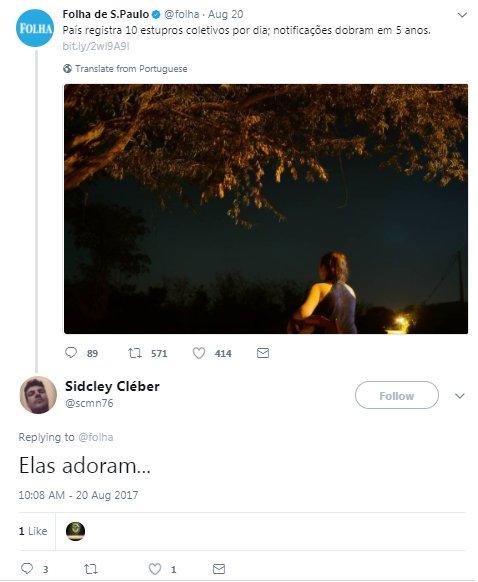 senhordeivid's tweet photo. o cara que comentou numa notícia da @folha aqui no Twitter que mulher "adora ser estuprada" é simplesmente CABO da PM. E aí? tamo bem d+ https://t.co/QJZFdbzrgs