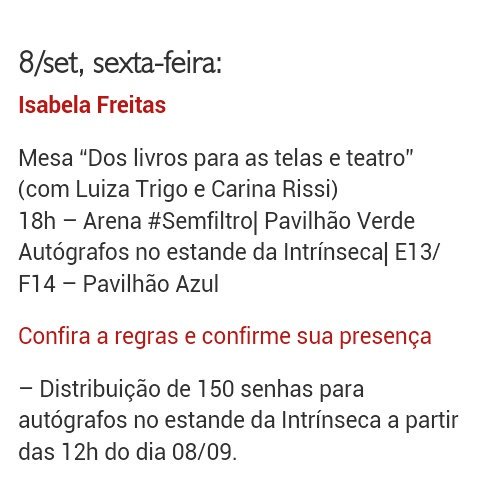 freitassquad's tweet photo. Quem vai abraçar muito a ídola na bienal??? Dia 08/09 tá chegando hein @IsabelaaFreitas ♥♥♥ https://t.co/ovCn1Sbu6T
