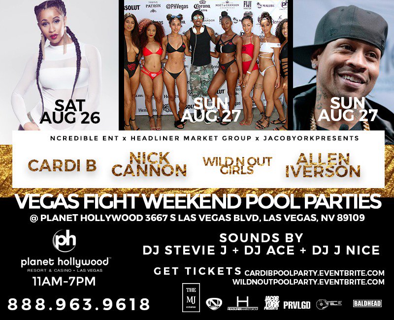 Dahaps's tweet image. VEGAS FIGHT WKND POOL PARTIES! Cardi B &amp;amp; More!@lasvegas @FightWeekend2017 at Planet Hollywood Resort&amp;amp;Casino11-7pm
cardibpoolparty.eventbrite.com/?aff=dahaps