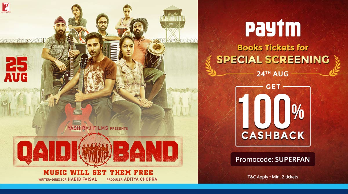 carebydistrict's tweet photo. Get 100% Cashback* on #QaidiBand special screening tickets! Hurry, use code: SUPERFAN &amp; book now: https://t.co/znvCYvkYhs https://t.co/QF96mnpm32