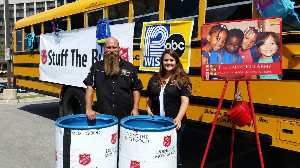 SAmilwaukee's tweet photo. Help us stuff this bus, located at the @Walgreens on North and Mayfair. Donations go to local kids in need! #ClassActMKE https://t.co/EGcmkLTHOJ
