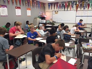 AVID sophomores setting up their high school portfolios so they will have a good resource for college applications in a few years.
