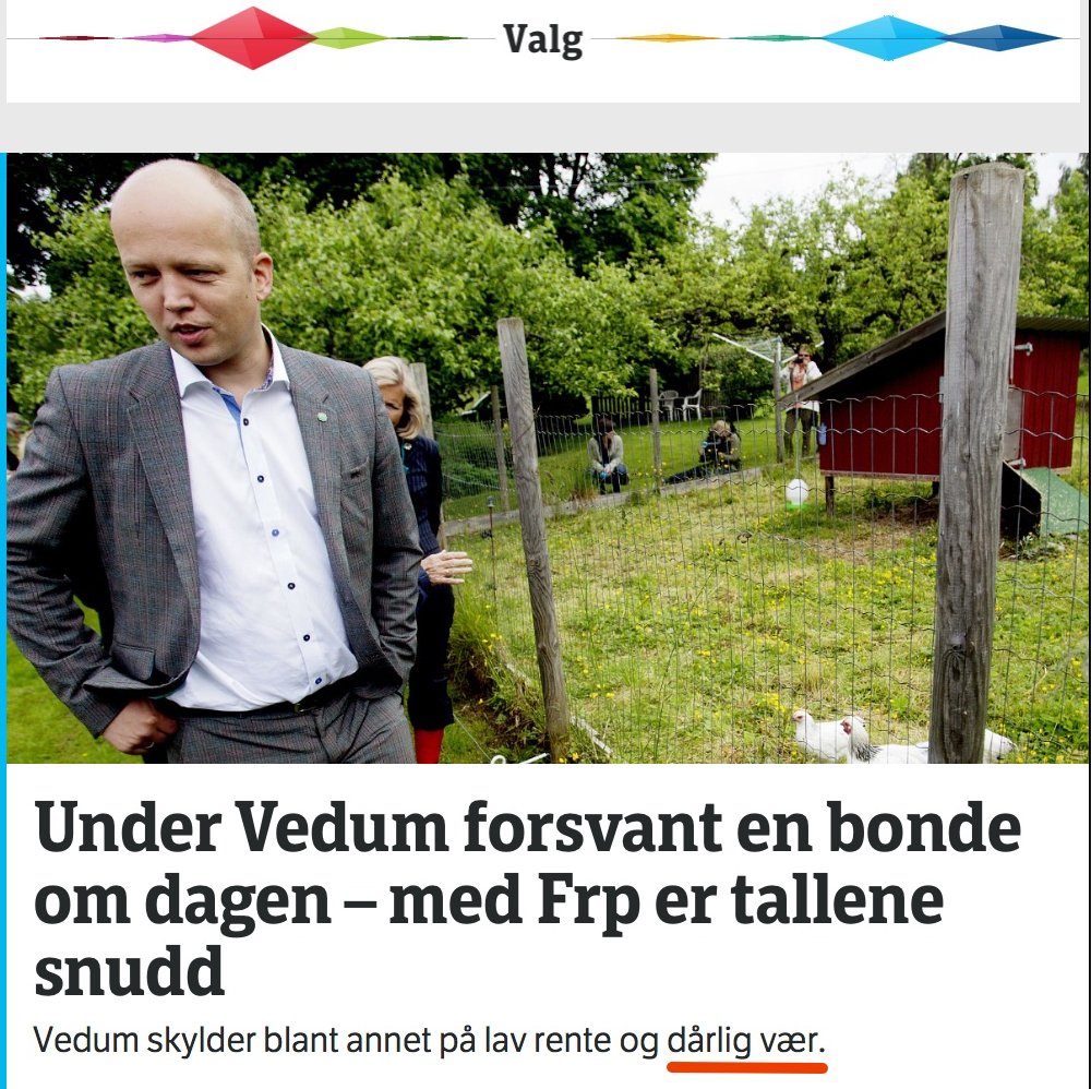 Senterparty's tweet photo. Ikke Vedum sin feil at det REGNET HVER ENESTE DAG i 2005, 2006, 2007, 2008, 2009, 2010, 2011, 2012, og 2013. https://t.co/r46NGUSZOf