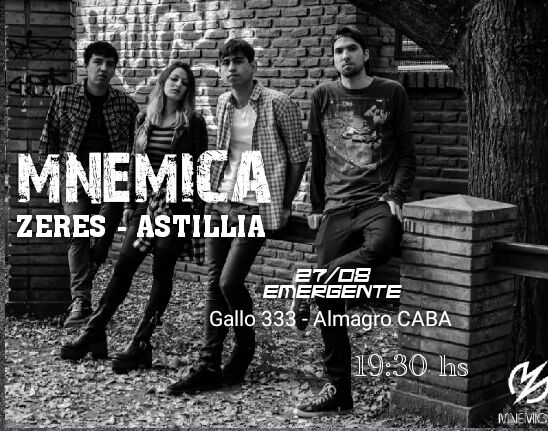 27/08 en <a href="/elemergenteclub/">El Emergente Almagro</a> a partir de las 19hs! Con dos grandes bandas ZERES y ASTILLIA
#rock #rockalternativo #rockargentino