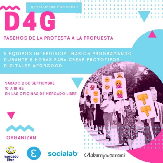 WiseMoneyEs's tweet photo. Pasá de la protesta a la propuesta 🙌. #FuerzaTres te invita a participar de #DevelopersForGood. https://t.co/FzM6cKmbl8