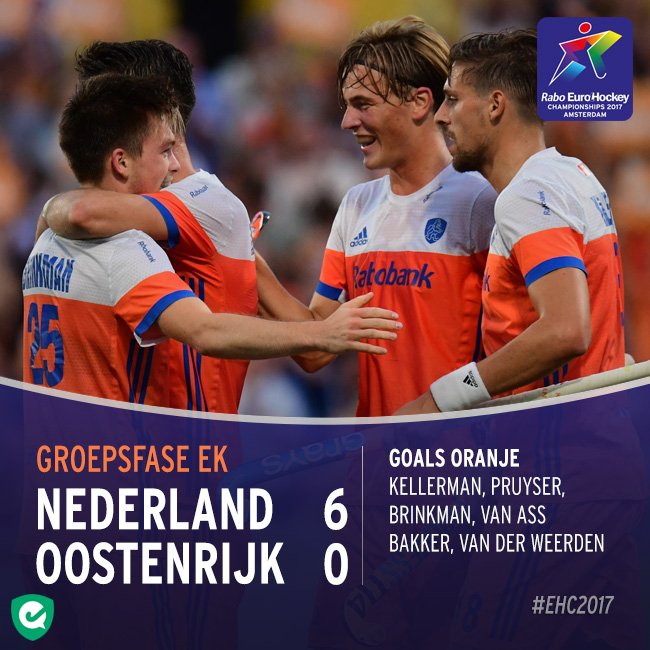 De Oranje Heren plaatsen zich als groepswinnaar voor de halve finale, waarin vrijdag Engeland de tegenstander is #ehc2017 #nedoos