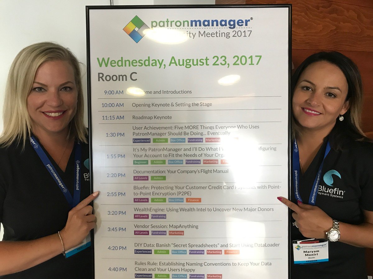 BluefinPayments's tweet photo. Excited to be at #PMCM17 talking about #P2PE and #paymentsecurity with @patrontech clients, even our Frankie the Fish got in on the action! https://t.co/eLvHHhkoO6