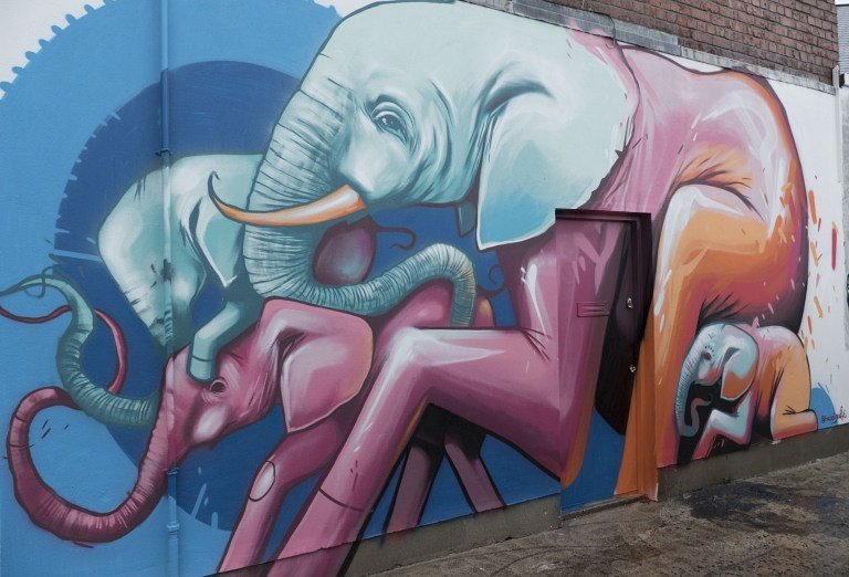 Belfast_Beyond's tweet photo. Final photo from #HitTheEast is this colourful herd of #elephants by @falkostarr #Belfast #NorthernIreland #streetart #urbanart #EastBelfast https://t.co/gQ6uIL5OEI