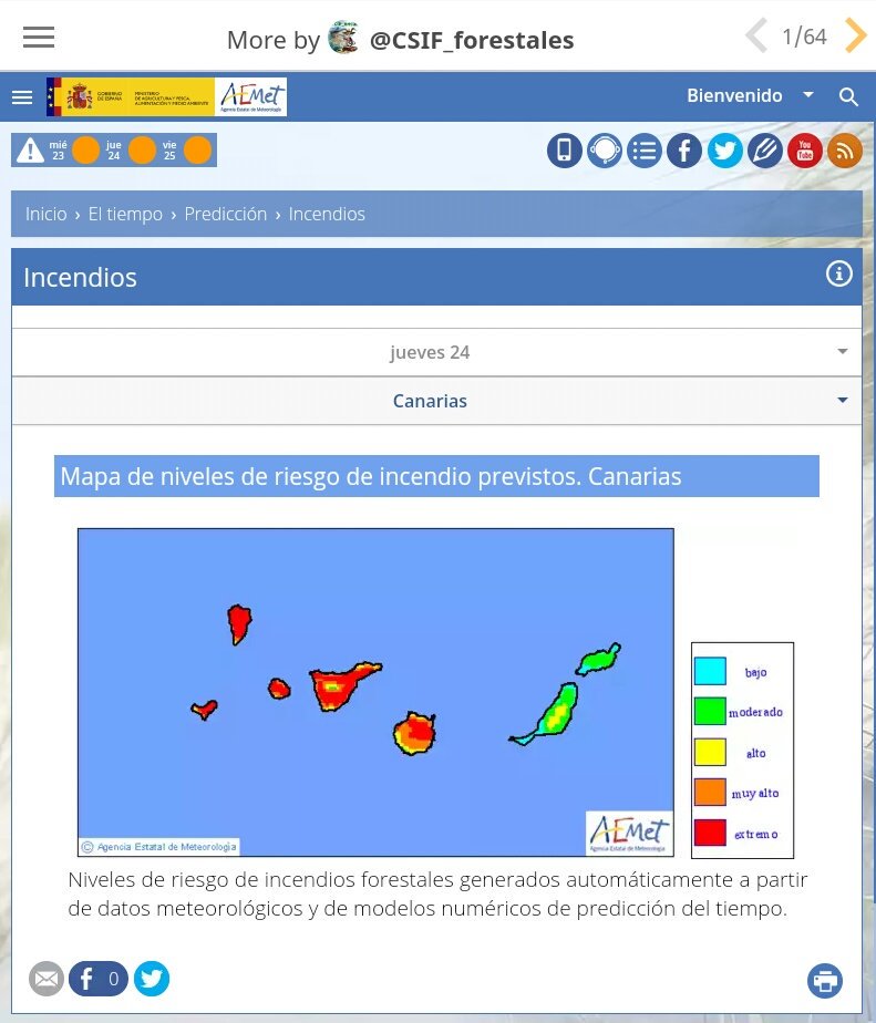 24 de agosto | Riesgo de #IIFF | vía AEMET 
ln.is/sXRL8... Ánimo a intervinientes del #IFLosadilla #Leónesp #AAMM #BBFF ...