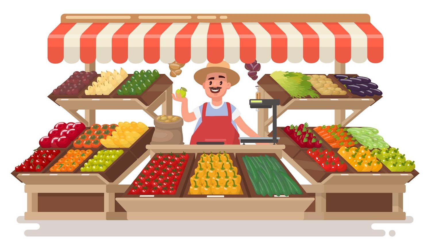 Иллюстрации овощной и продуктовый магазин