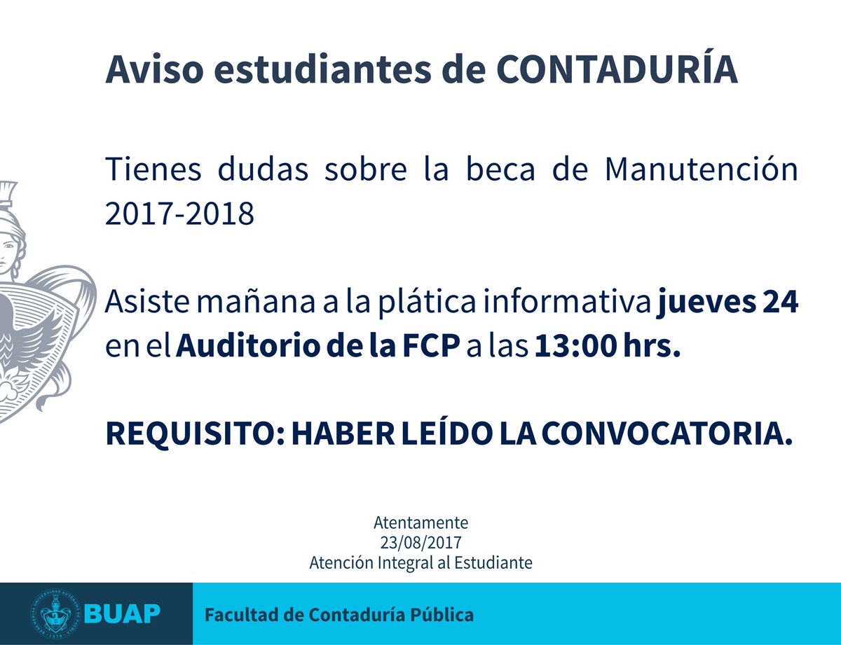 Plática Informativa exclusivamente para comunidad de la <a href="/fcpbuap/">Fac. Contaduría BUAP</a>