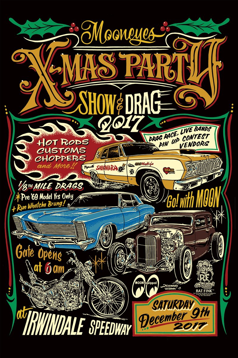 MoonEquip's tweet photo. Official poster for the XMAS PARTY Show &amp; Drag 2017. Race, show and vendor registration forms will be posted for download on Friday Sept 1 https://t.co/g3IgsKIsBT