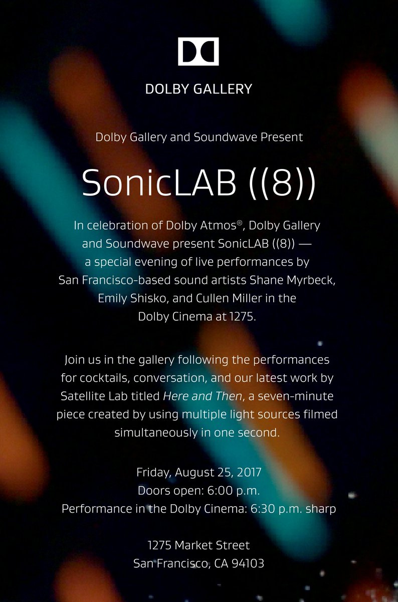 barrythrew's tweet photo. SF: Friday night is the start of #SoundWaveSF ((8)) festival Sonic Lab with live performances at @dolby, free RSVP https://t.co/mpNu3fpvBe https://t.co/W9VejTNUgH