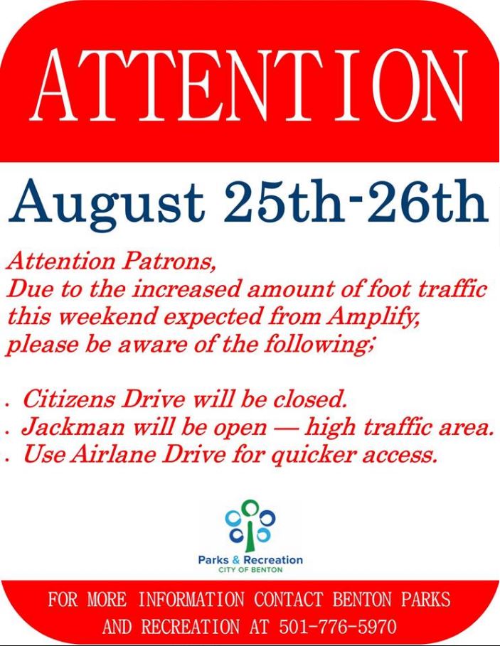 Notice sent out by the city Parks &amp; Recreation Department.