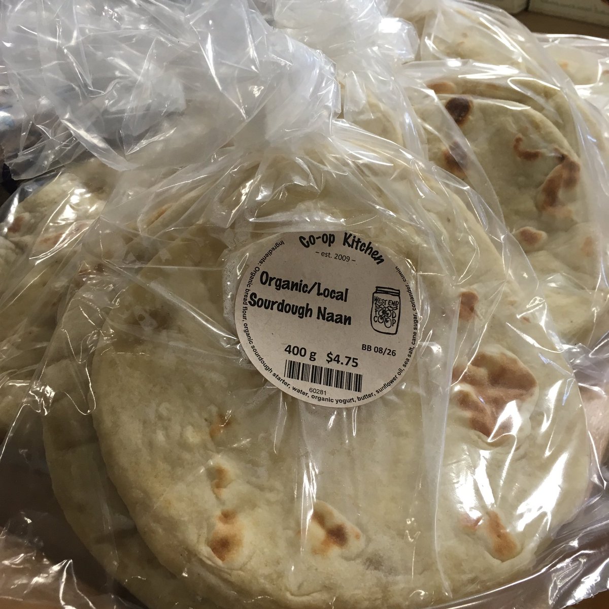 WestendFoodCoop's tweet photo. Our made in house #coopkitchen Sourdough Naan just hit the shelves. Still warm! Come get it after work. https://t.co/H6iHJ8Gy7O