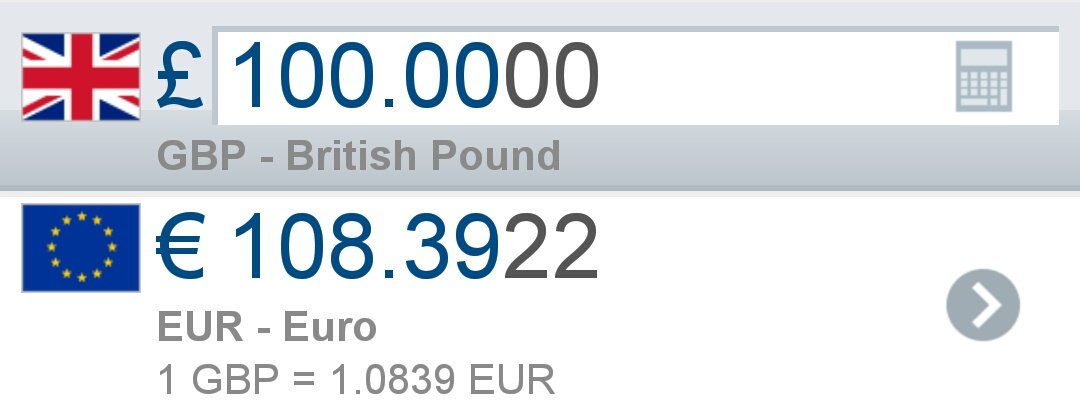 BrexitBin's tweet photo. Pound now down to €1.08 https://t.co/ThM1iaLkNK