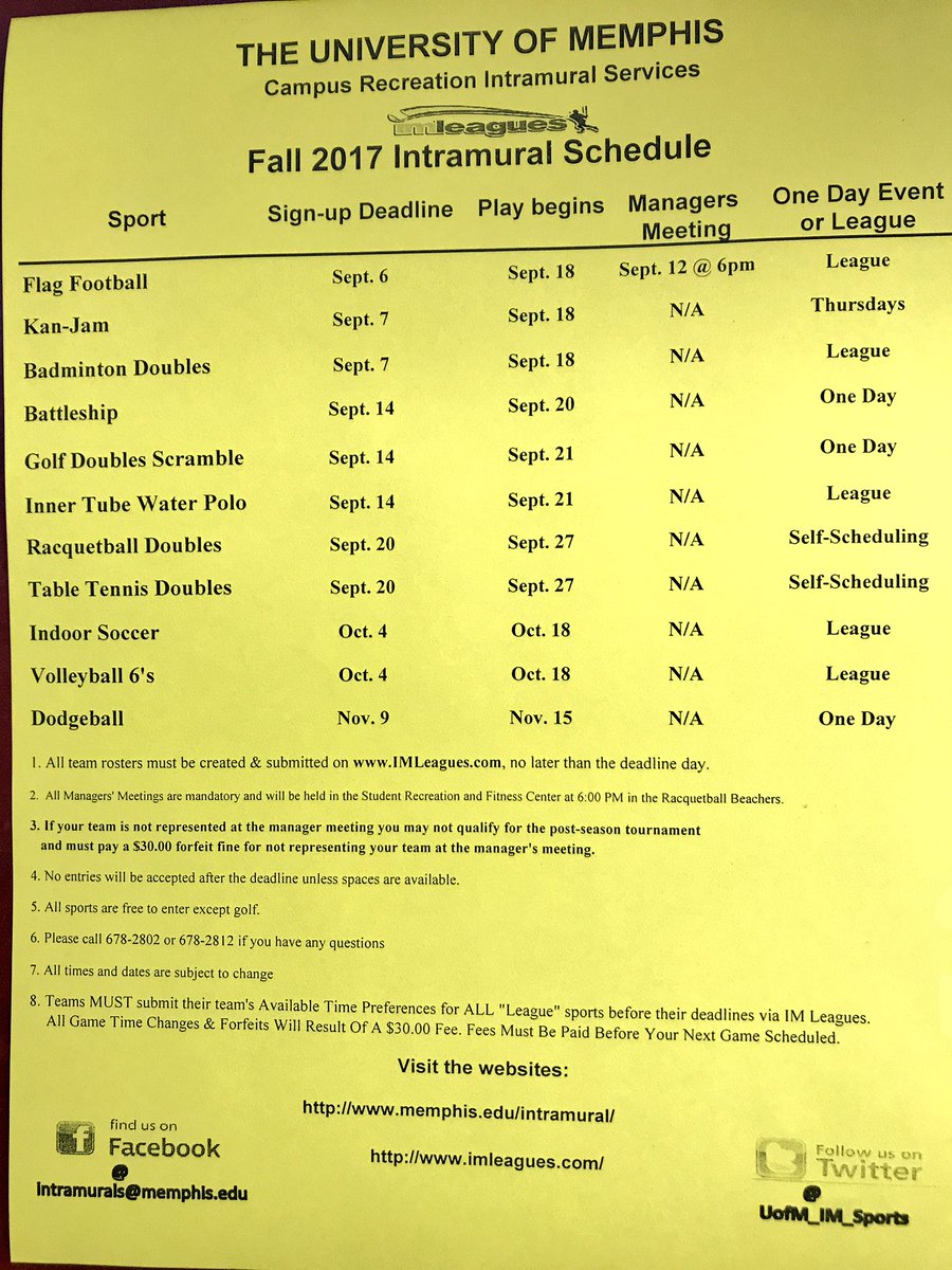 Memphis Intramurals (UofM_IM_Sports) Twitter