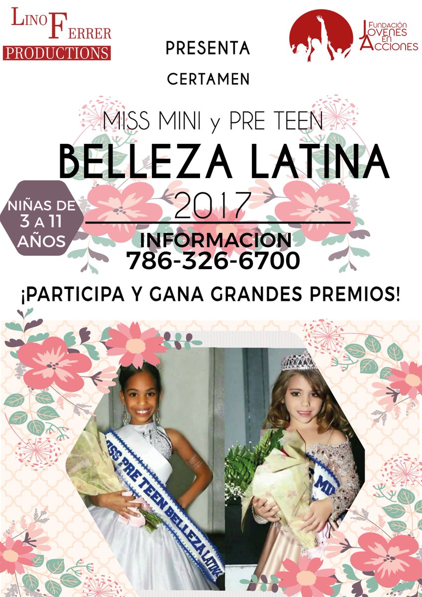 miamilifeawards's tweet photo. EL CERTAMEN  DE BELEZA MAS HERMOSO DE @TonightMiami1 @BuenosDiasT51 @maidsmiami @MiamibyNight  INFORMAN 786 326 67 00 CUPOLIMITAD@NIÑAS @ https://t.co/sY6qJMLuzb