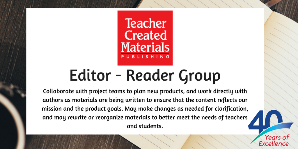 TCM_Jobs's tweet photo. #Teachers, we're looking for you! Help us develop new products for the classroom as an #Editor ✍️📘 https://t.co/Ny5IaaPoDa https://t.co/39CYGl1qYC