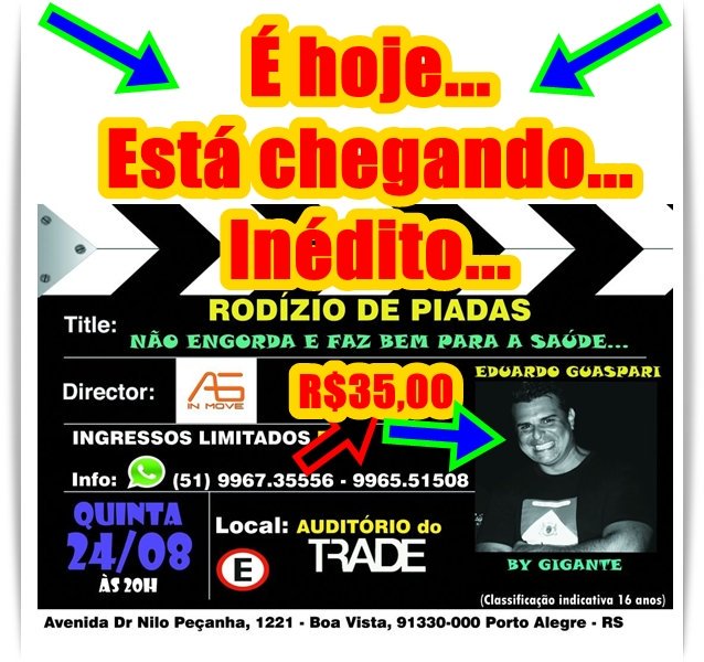 agtv_soultv's tweet photo. É hoje ... #Standup #Showdepiadas #EduardoGuaspari #AGINMOVETVWEB https://t.co/q8yBK6TiM9