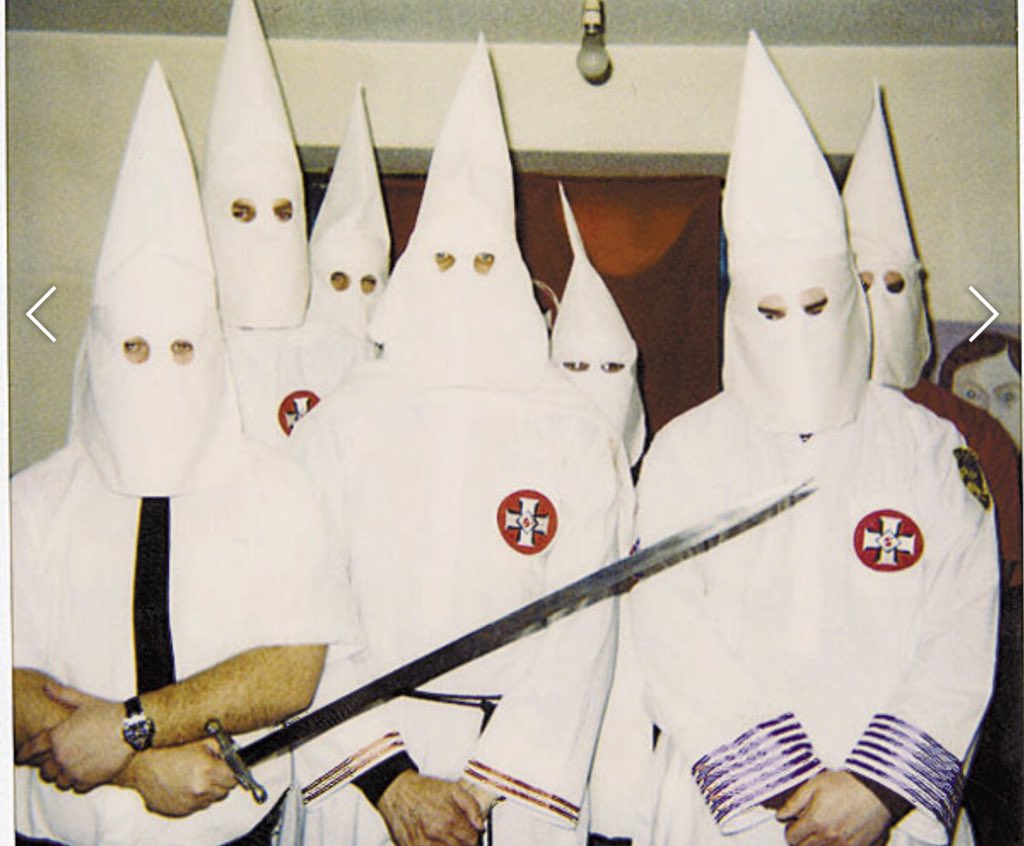Ash1453's tweet photo. @3rdWorldSun @Maryaclare Didn't their pappy teach them to WEAR WHITE HOODS before posting photos? They are truly dumb fk inbreds! This pic are these asswipes dads!!! https://t.co/kSKOyB3IVc